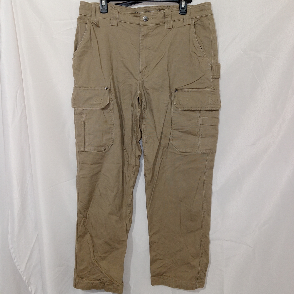 Duluth Flex Fire Hose Canvas Pants Mens Size 37x32 Beige Workwear Western